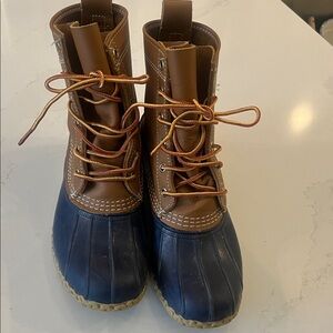 Women’s LL Bean Brown and Blue Bean Boots